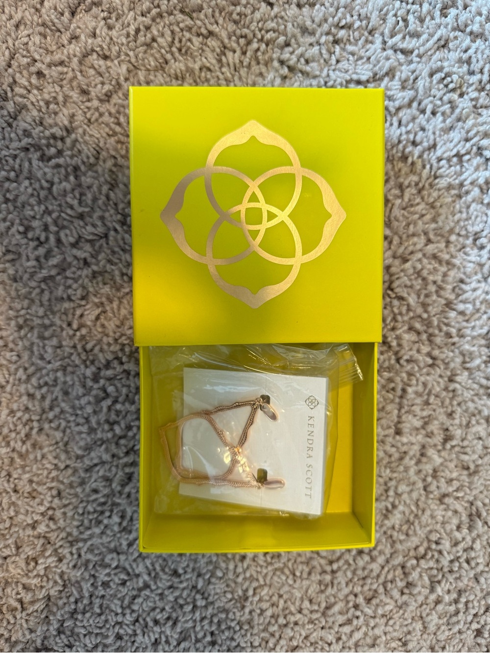 Kendra Scott Rose Gold Earrings in Yellow Box